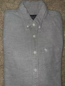Mens Abercrombie & Fitch Long Sleeve Gray Button Front Shirt Size XL - EUC - Picture 1 of 2
