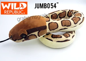 WILD REPUBLIC BURMESE PYTHON SNAKE HUGE JUMBO PLUSH STUFFED ANIMAL TOY 54" NEW - Picture 1 of 5