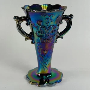 Mosser Mary Ann (Dugan) Scalloped Amethyst Carnival Vase - Picture 1 of 6