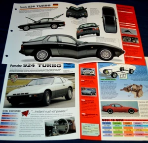 Porsche 924 Turbo 1980 información especificaciones póster folleto original impresión vintage 80 - Imagen 1 de 1