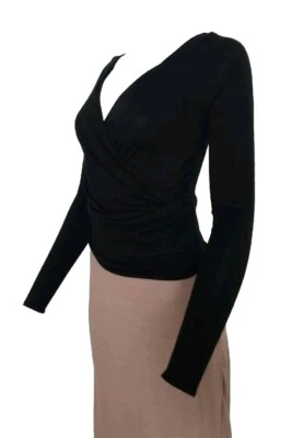 Ralph Lauren Purple Label Women's Top Black Wrap Long Sleeves NEW Size XS 2 - Image 1 of 4