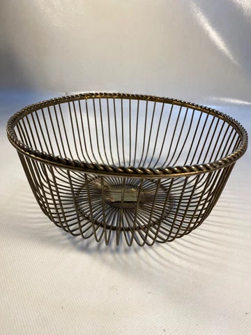 Vintage Silverplate Wire Bread Basket/ Fruit Bowl Mid Century Modern MCM Cover