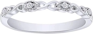 Diamond Accent Infinity Wedding Band Stackable Ring Sterling Silver (I-J,I2-I3) - Picture 1 of 7