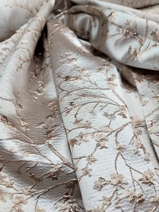 Rose Gold Brocade Jacquard Fabric Sold By The Yard Metallic Small Floral Fashion - Picture 1 of 10