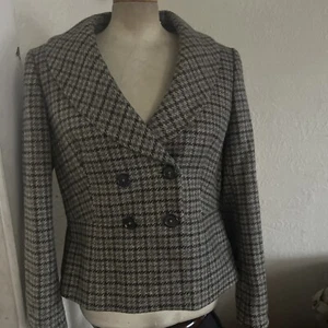 Brooks Brothers Robert Noble Beige Brown Houndstooth Wool Tweed Blazer, Size 12 - Picture 1 of 9