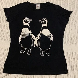 Girls Large T Shirt Black With Penguins And MLK Quote - Picture 1 of 12
