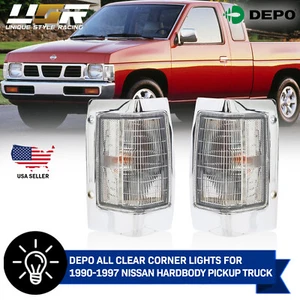 DEPO Pair of Front Clear Corner Light For 1990-1997 Nissan Hardbody Pickup Truck - Picture 1 of 12