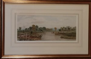 Antigua pintura en acuarela ganado por el río CHARLES MARSHALL (1806-1890) firmada - Imagen 1 de 16