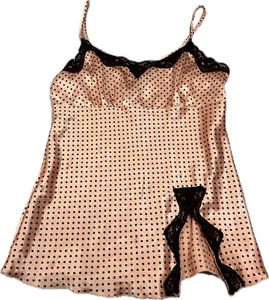 Y2K Self Esteem Peach Polka Dot Boho Fairy Cami Slip Summer Top Size M - Picture 1 of 5