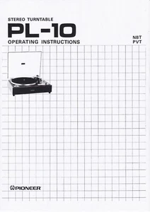 Manuale Di Istruzioni Per Pioneer PL-10 In Inglese - Foto 1 di 1