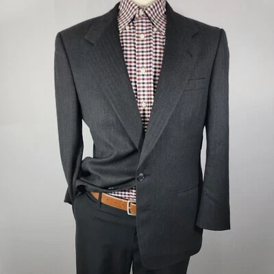Abrigo Blazer Deportivo De Colección Perry Ellis Para Hombres Tweed Dos Botones Ch Negro Espiga 44R Foto 1 de 4