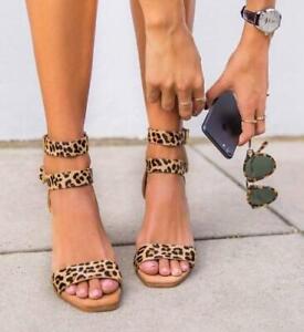 Frye Flicker Leopard Print Leather Block Heel Sandals Size 41