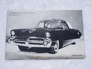 Vintage 1954 Ford Motor Co. CONTINENTAL 195X Car of Tomorrow Vending Card - Picture 1 of 2