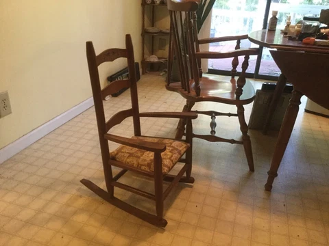 Antique Child's Rocking Chair Solid Wood Rocker Cover