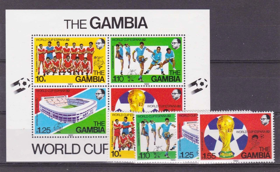 gambia 1982 Sc 443/6,446a world cup,set MNH     n2072 - Image 1 of 1