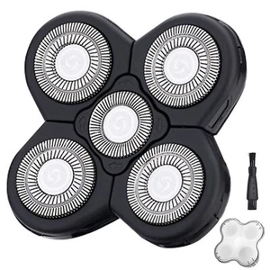 5 Blades Shaver Replacement Heads for Bald Men Easy to Clean Electric Black - Picture 1 of 6