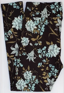 OS LuLaRoe Leggings Talla Única Verde Azulado Estampado Floral en Negro Nuevo con Etiquetas U62 Nuevo - Imagen 1 de 6