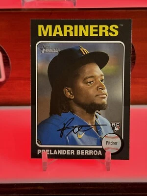 2024 Topps Heritage Prelander Berroa Black Border Variation /50 Rookie Mariners - Image 1 of 2