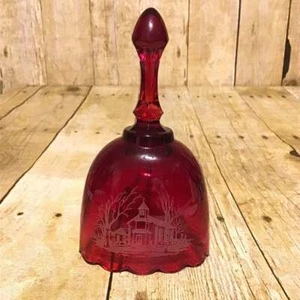 Campana grabada rubí de la capilla Coleman 1990 Fenton - Imagen 1 de 8