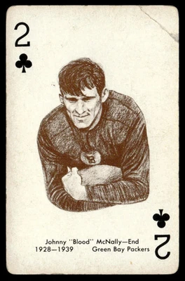 1963 Stancraft NFL Playing Cards Johnny "Blood" McNally #2 of Clubs Poor/Crease - Image 1 of 2