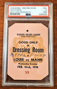 1938 Joe Louis vs Nathan Mann ONSITE World Championship Boxing Pass Ticket PSA 5 - Bild 1 von 2