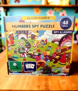 Vevoo Zahlen Spion Bodenpuzzle 48 Teile Candy Land Spiel mit Flash Karten + Lupe - Bild 1 von 2