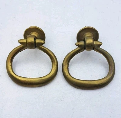 Antique Drop Handles Drawer Door Dresser Pulls Furniture Vintage Hardware Pair  - Image 1 of 4