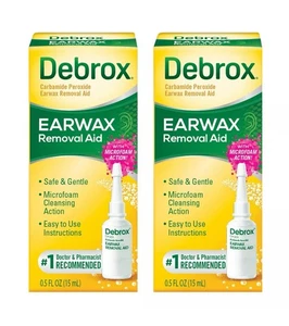 Debrox Ear Wax Removal Drops Pack of 2 Microfoaming Ear Cleaning Solution - Picture 1 of 5