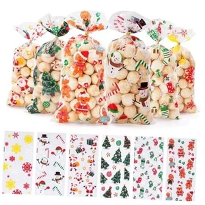 Christmas Treat Bags - 120pcs Clear Plastic Gift Bags with Twist Ties for  - Picture 1 of 7