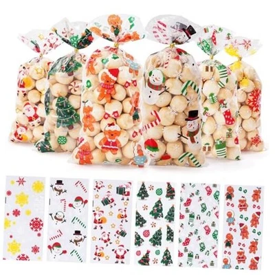 Christmas Treat Bags - 120pcs Clear Plastic Gift Bags with Twist Ties for  - Image 1 of 4