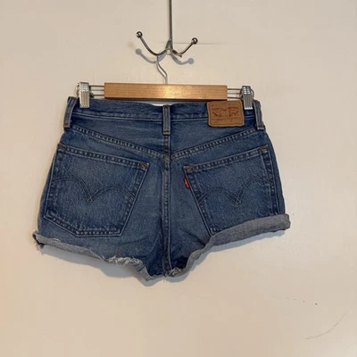 Levi’s cuffed cut off button fly mid rise short jean shorts size W24 - Image 1 of 4