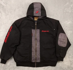 Snap On Jacket Mens 2XL Black Gray Hooded Workwear Full Zip Heavyweight Logo - Picture 1 of 19