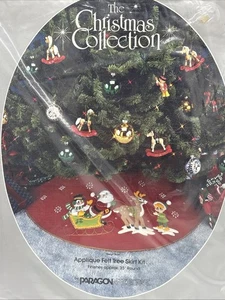 Vintage Paragon Christmas Collection Filz Baum Applikation Weihnachtsmann Schlitten Rock - Bild 1 von 3