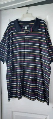 Camisa polo de golf a rayas negras para hombre 3XLT Preppy Country Club papá náutica alta Foto 1 de 4