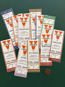 1994 1995 VIRGINIA BASKETBALL TICKET STUB LOT DUKE MARYLAND FSU GEORGIA TECH - Picture 1 of 7