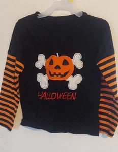 Halloween jack o lantern pumpkin cross bones long sleeved shirt boys - Picture 1 of 4