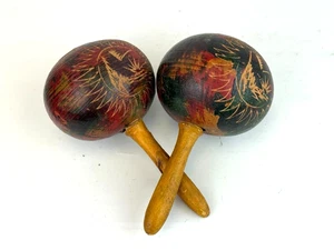 Maracas de percusión cubana vintage pintadas y grabadas decoradas a mano CUBA - Imagen 1 de 6