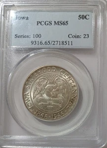 Medio dólar conmemorativo de plata Iowa 1946, graduación profesional MS65 - Imagen 1 de 2
