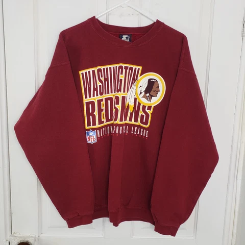 Vintage Starter Washington Redskins NFL Crewneck Sweatshirt Mens L Red Maroon Cover