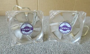 2 x Antec 0761345-75001-1 PRO 80mm 3Pin plug Double Ball Bearing Clear Case Fan - Picture 1 of 3