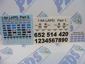 Los Angeles PD LA PD 1:64 Water Slide Decals fits Diecast SUV and Patrol Cars - Picture 1 of 3