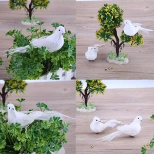 White Doves Feather Artificial Foam Lover Peace Doves Home Decor Bird S2W0 A3I8 - Picture 1 of 8