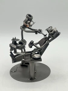 H & K Steel Sculptures Brutalist Style Dentist And Patient Folk Art - Picture 1 of 13