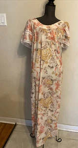 Vintage Hamilton Polyester Nightie Lingerie Floral Beige Size 38 - Picture 1 of 10