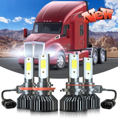 For 2013-2023 Kenworth T680 T880 6000K LED Headlight Hi-Low Beam Bulbs Combo - Image 1 of 4