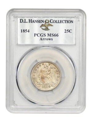 1854 25C PCGS MS66 (Arrows) ex: D.L. Hansen - Image 1 of 4