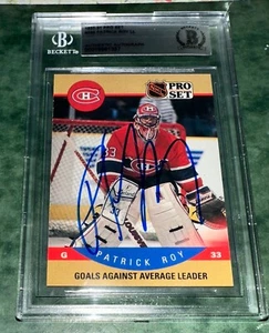 PATRICK ROY SIGNED CARD 1990-91 PRO SET CARD AUTO BAS BECKETT AUTHENTICATED - Picture 1 of 3