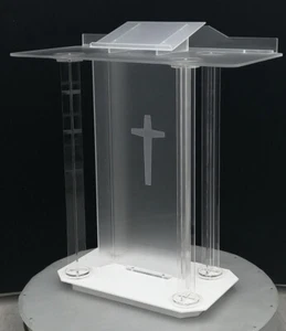 Clear Church Podium Acrylic Lectern Pulpit Plexiglass Conference Pulpit Stand - Picture 1 of 12