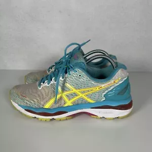 Asics GEL Nimbus 18 grigio lime blu bianco scarpe da corsa donna 8,5 T650N - Foto 1 di 8