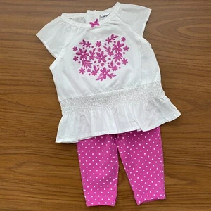 Girls Outfit Size Newborn New Pink New 2 Piece Shirt Pants Baby Girls Carter's - Picture 1 of 13